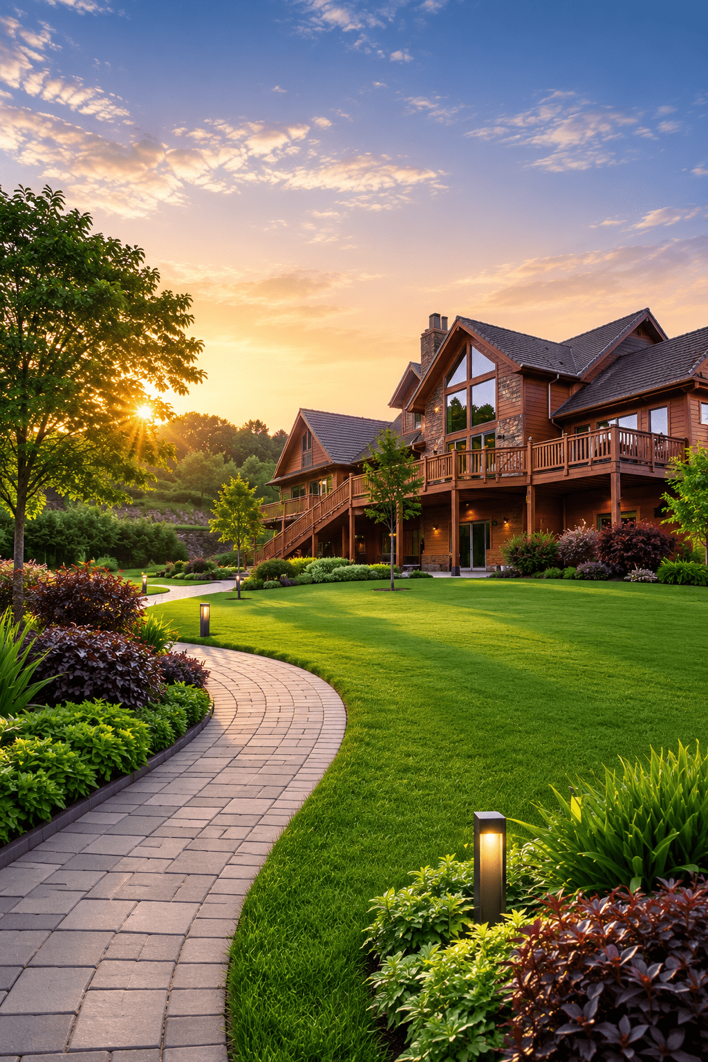 Luxury landscaped garden and modern outdoor living architectural design