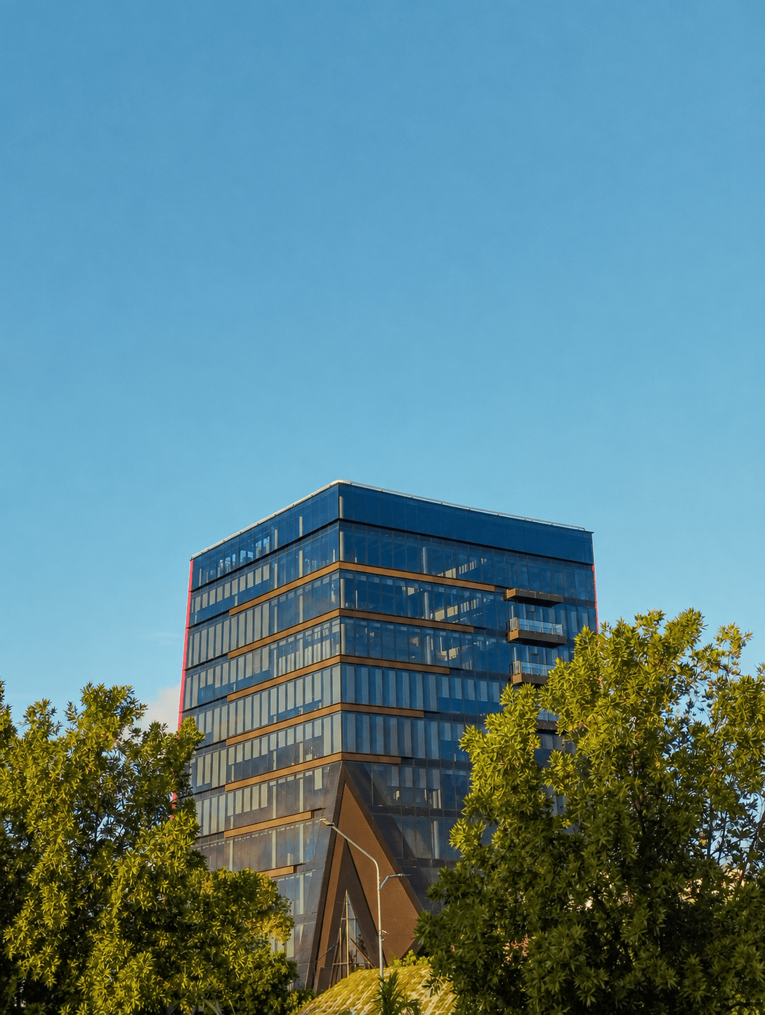 Completed modern glass commercial building